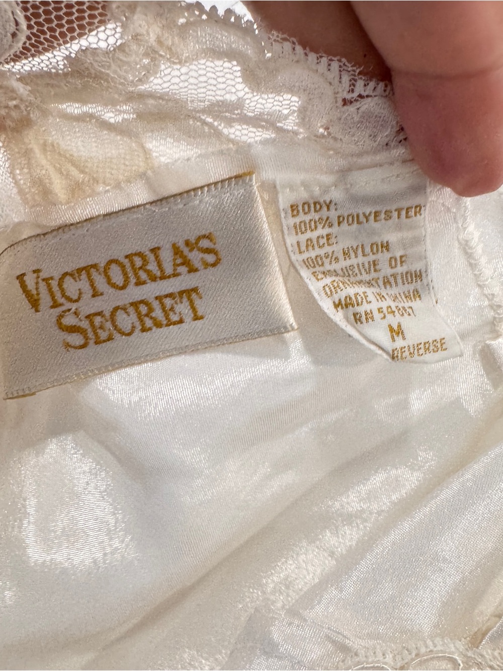NWT Vintage Victorias Secret Robe nightgown Ivory Lace Trim Womens Medium Beaded - Picture 11 of 14